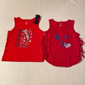 Patriotic Red Girls Tank Tops- Size S (6/6X)